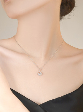 法国george melis几何方形925项链女时尚设计感银锆石锁骨链女式