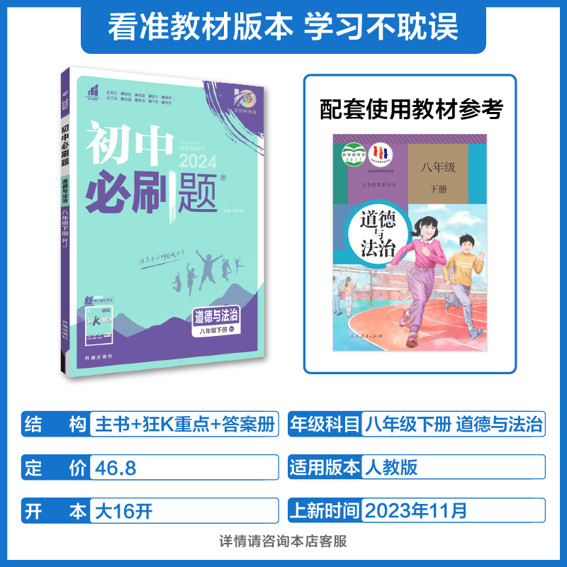 理想树2024新版初中必刷题八年级下册道德与法治人教版同步教材练习题初二下册必刷题教辅辅导资料同步训练政治赠狂K - 图0