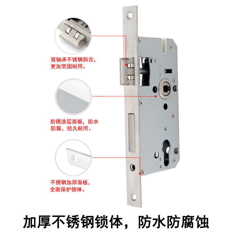 7255大葫芦双轴承不锈钢锁体长235重弹簧联动房门整套室内门锁-图1