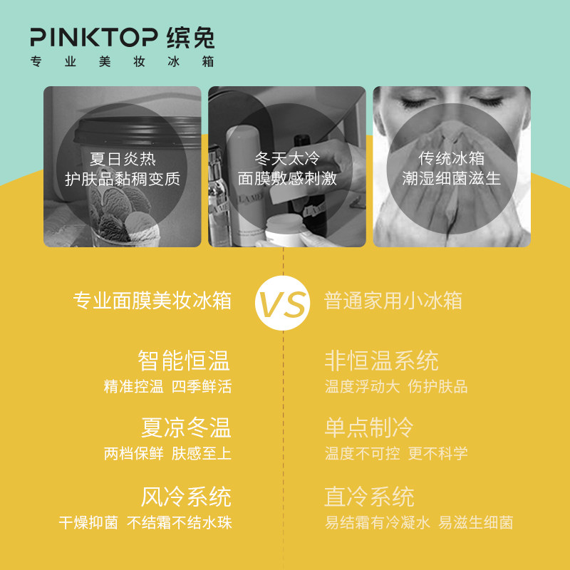 PINKTOP缤兔化妆品美妆冰箱化妆品冰箱小仙盒系列5L,淘宝优惠券,粉丝福利购,淘宝优惠卷