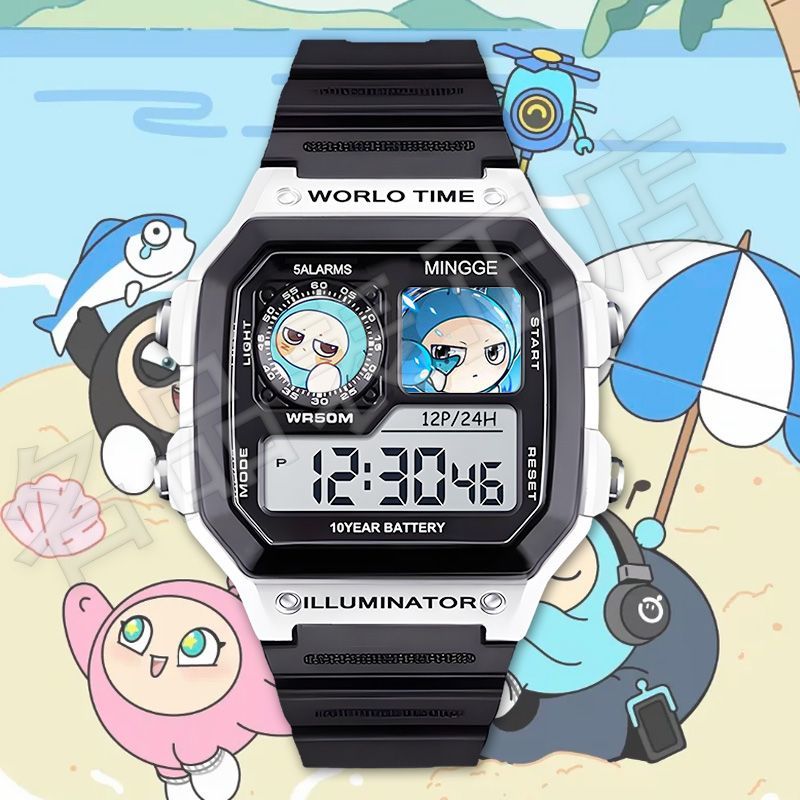 小黑小蓝小粉蛋仔派对手表学生防水电子手表卡通可爱周边男女同款 - 图0