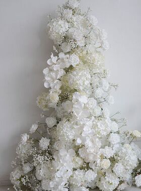 网红白玫瑰花墙瀑布引流仿真玫瑰