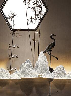 现代创意透明树脂假山雕塑摆件酒店售楼处样板间别墅软装饰工艺品