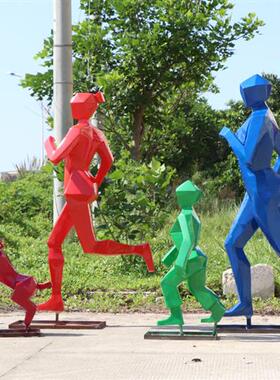 摘要玻璃钢跑步运动人物雕塑户外公园森林景观学校体育馆装饰摆件