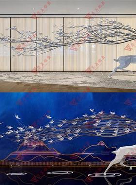 不锈钢几何切面长角尾鹿雕塑定制售楼部酒店大堂足浴会所摆件