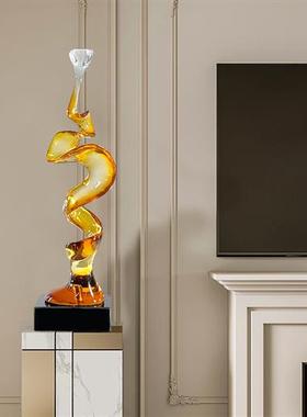 现代家居抽雕塑象透明树脂软装艺术摆件别墅玄关酒柜电视柜艺术品