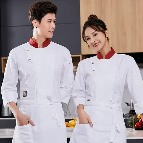 Catering Chef Work Olde мужская длинная рукавая высококачественная торт отель кухонная одежда Осенняя пекарь пекарь