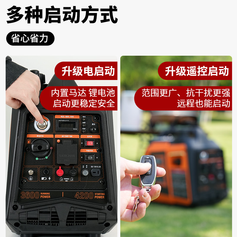 森久品牌静音变频发电机组汽油220v家用4.2KW户外便携式摆摊充电
