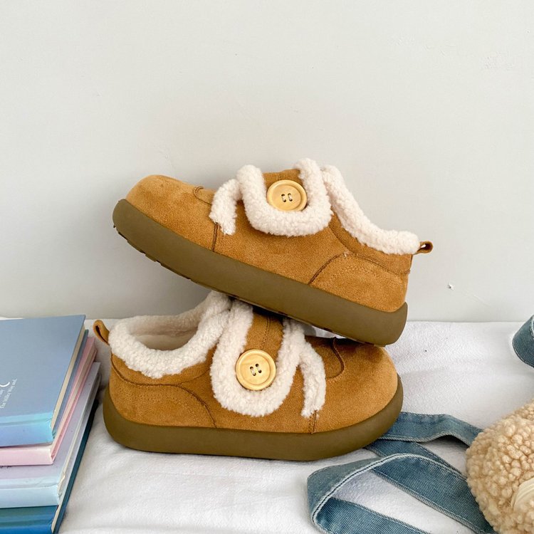 魔术贴面包棉鞋女爆款百搭冬季保暖2025新款加绒板鞋圆头雪地靴子 - 图0