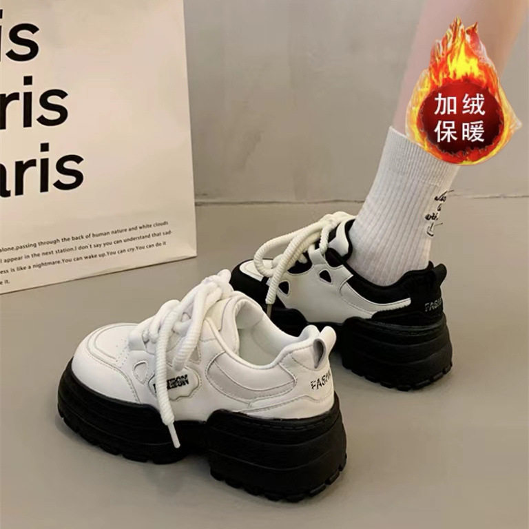 厚底增高休闲乐福鞋女2025冬季新款加绒保暖时尚百搭休闲鞋老爹鞋,淘宝优惠券,粉丝福利购,淘宝优惠卷