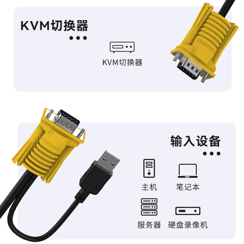 迈拓维矩KVM连接线单调头线切换器电脑显示器vga+usb数据线连接电视投影仪USB转接头分线器