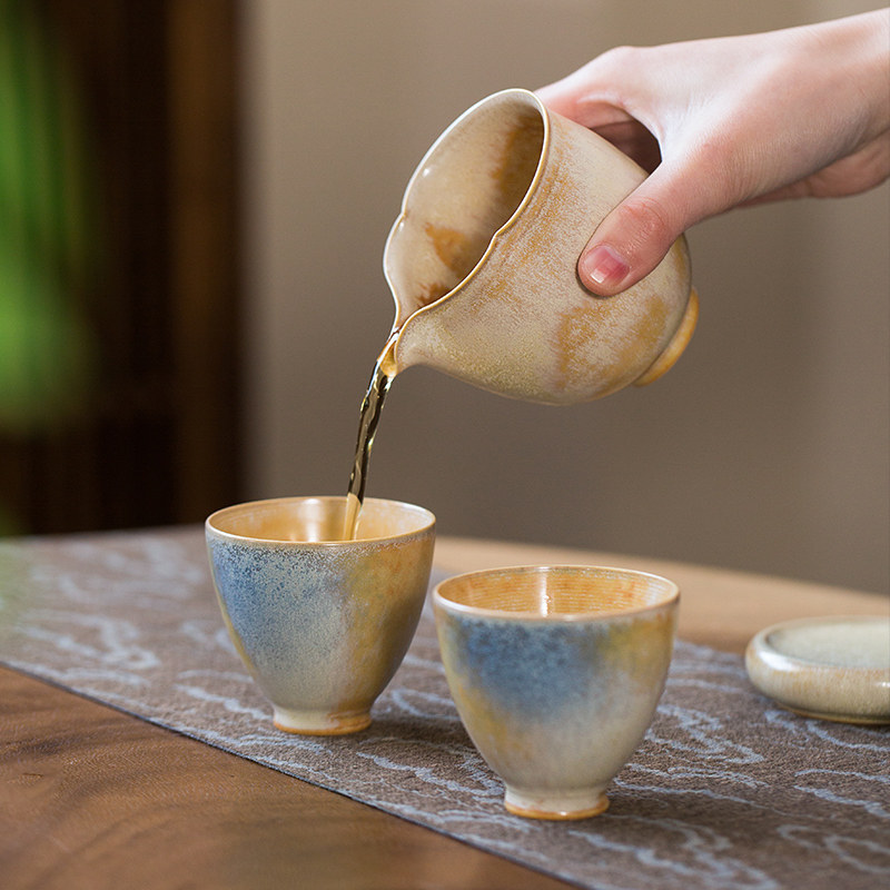 瓷八里 橙蓝窑变 景德镇手工陶瓷茶具 三才盖碗家用泡茶器茶碗,淘宝优惠券,粉丝福利购,淘宝优惠卷