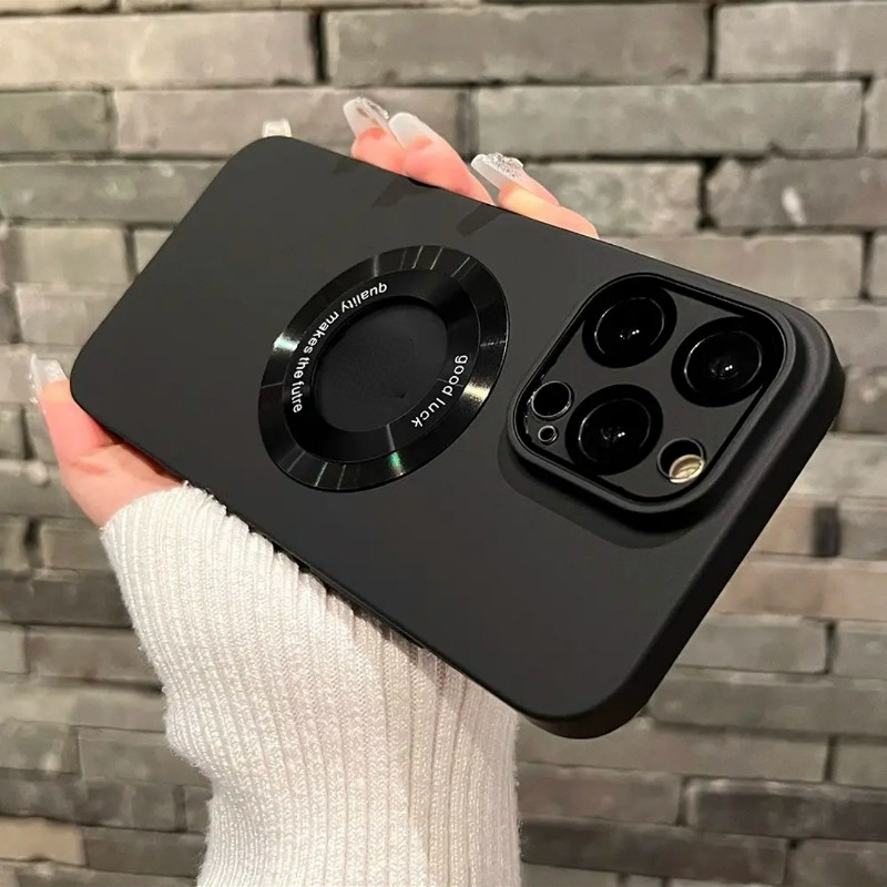 钛灰色带镜头膜适用苹果15ProMax手机壳磁吸iPhone14高级感13Pro新款12全包17p磨砂16pro防摔保护套超薄男女
