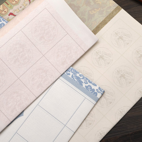 鸿猷文房四尺对开20格28格40楷书56隶书法作品纸学生软笔毛笔字比赛专用纸考试纸蜡染微喷练习宣纸考级格子纸-图1