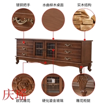 New TV cabinet Tea Table Combo Brief small family Type Living room European-style bedroom ground cupboard solid wood TV enclosure
