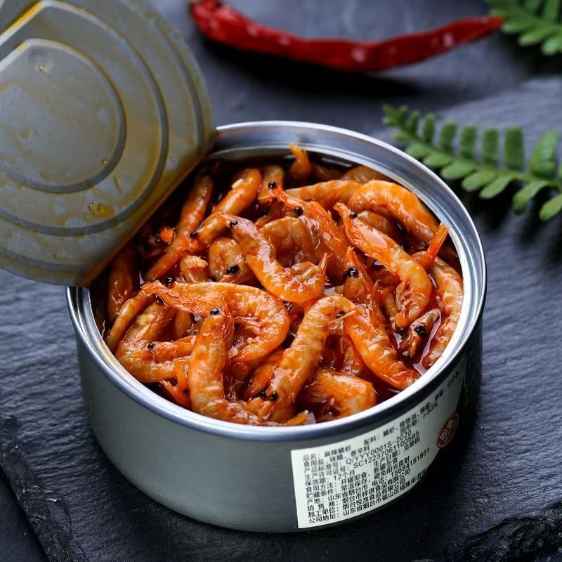 即食麻辣磷虾即食罐头香辣磷虾米小虾皮罐装虾干网红零食下饭菜