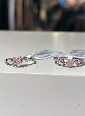 粉色锆石五角星爱心戒指清新春色甜美时尚设计感小众闺蜜指环奢华