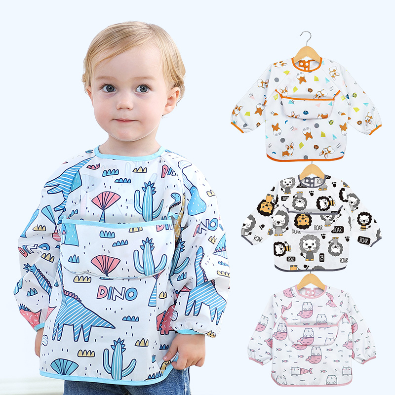 Baby eating waterproof autumn and winter long-sleeved coveralls for babies