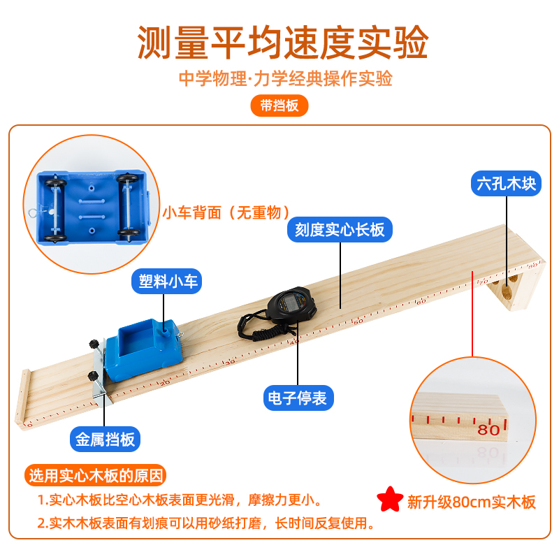 测量物体运动的平均速度新课标斜面小车二力平衡力学初中物理实验操作考试用品摩擦力的因素教学仪器长木板