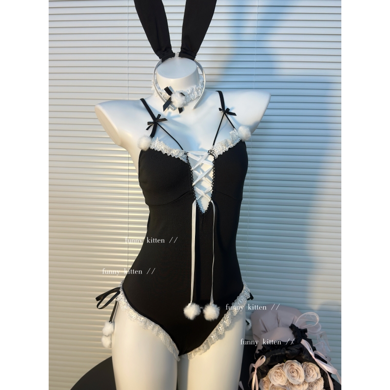 FUNNY KITTEN 神秘兔女郎性感俏皮蕾丝火辣连体衣套装禁欲cos制服 - 图3