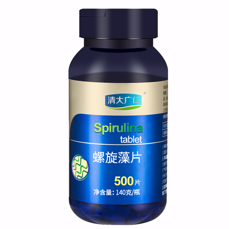 清大广仁保健食品旗舰店清大广仁螺旋藻片咀嚼片天然绿藻片海藻碱性食品非云南精片500片2