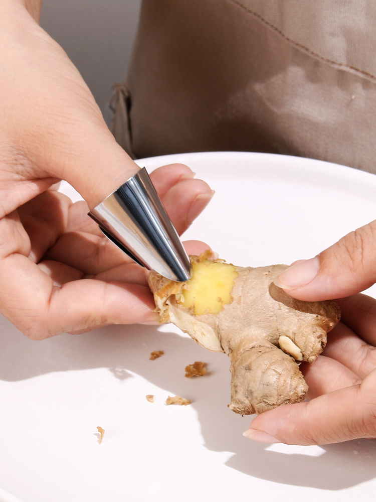 不锈钢剥豆神器毛豆护指甲剥壳摘菜家用铁指甲套剥皮剥蚕豆小工具-图2