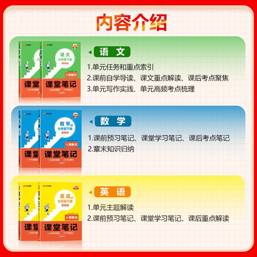 汉知简2026春新版初中课堂笔记语文数学英语人教版课本初一上册教材书全套七八九年级上预习课堂笔记黄冈学霸随堂小升初初一新教材 - 图1