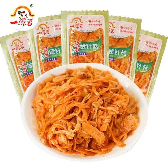 一碟香香辣金针菇开袋即食零食小包装红油下饭菜麻辣素食休闲小吃