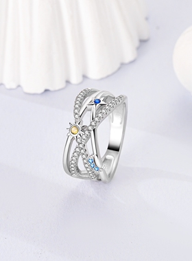 小众设计百搭日月星辰戒圈2025新款潘家风格戒指女潘家风格