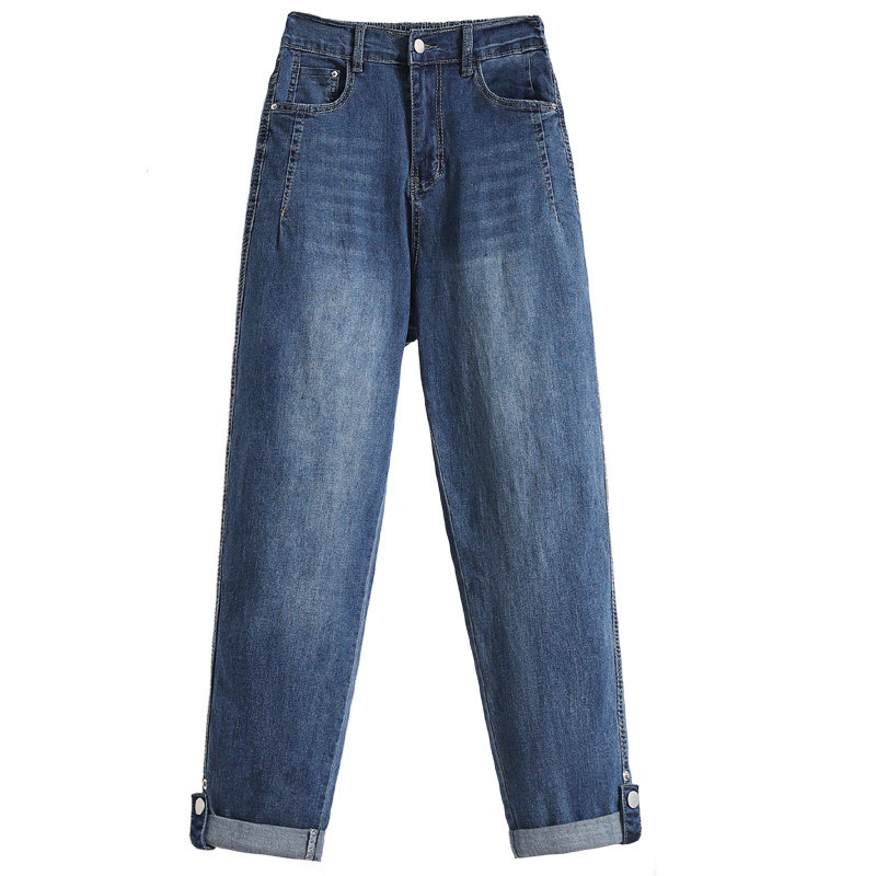 大码女装简约卷边透气休闲牛仔裤2026春季新款高腰遮胯显瘦阔腿裤,淘宝优惠券,粉丝福利购,淘宝优惠卷