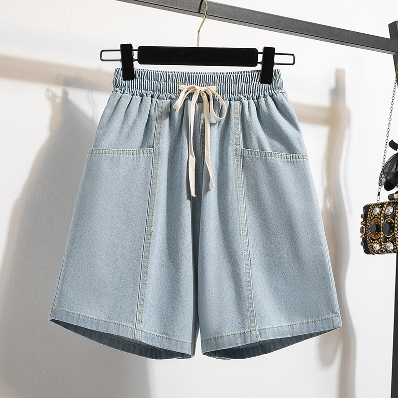 大码胖妹妹宽松显瘦牛仔短裤女夏季高腰百搭小个子A字阔腿五分裤,淘宝优惠券,粉丝福利购,淘宝优惠卷