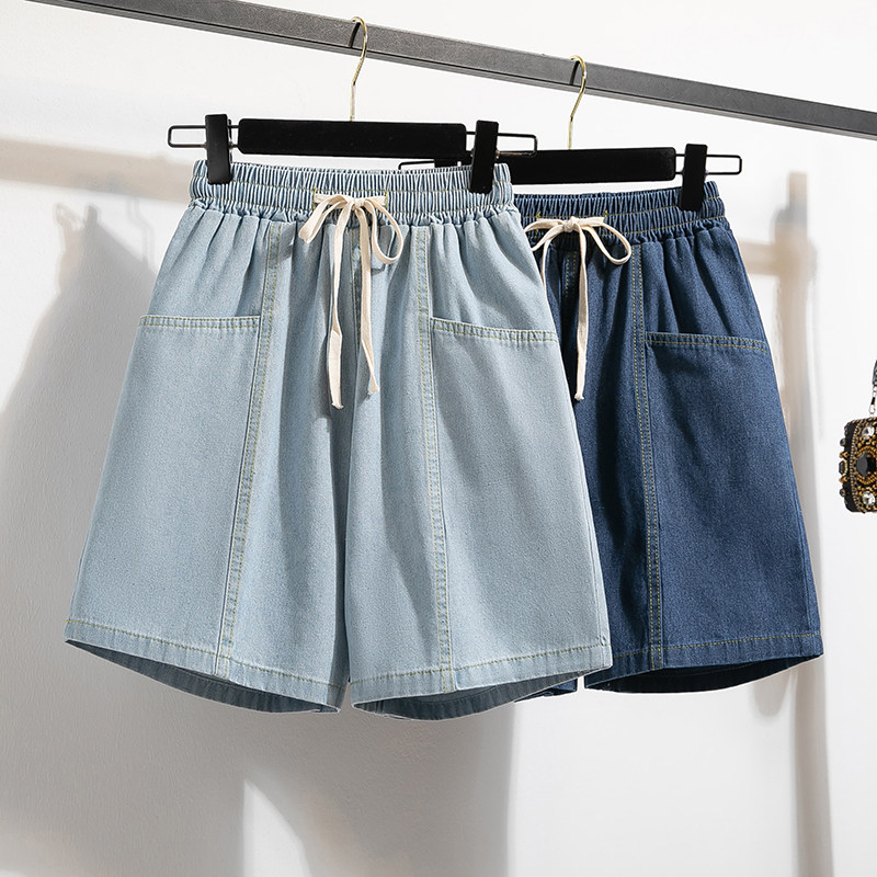 大码胖妹妹宽松显瘦牛仔短裤女夏季高腰百搭小个子A字阔腿五分裤,淘宝优惠券,粉丝福利购,淘宝优惠卷