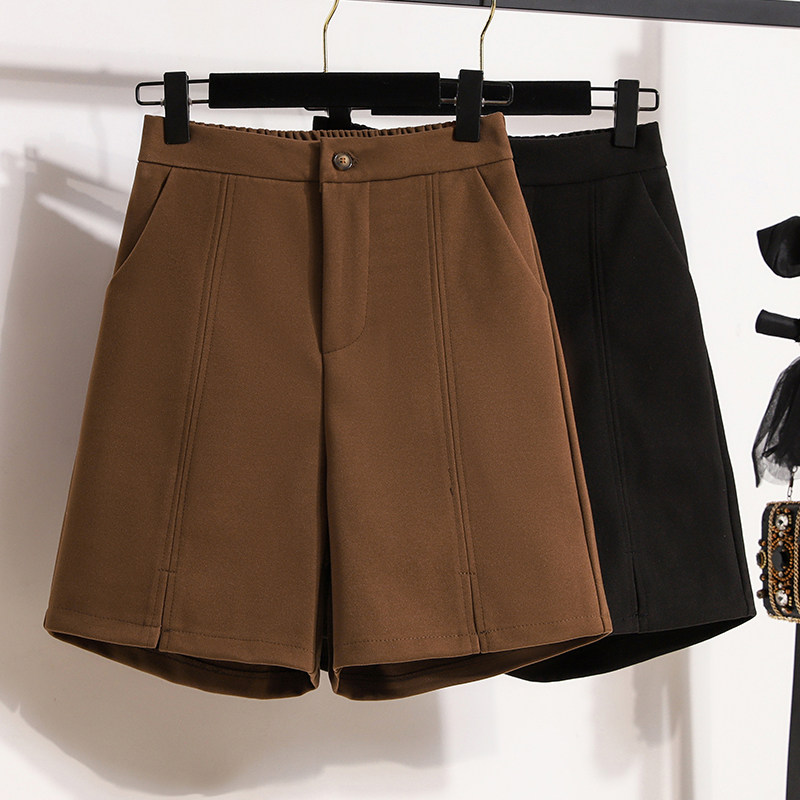 大码女装毛呢休闲五分裤秋冬季短裤时尚高腰显瘦a字阔腿靴裤中裤,淘宝优惠券,粉丝福利购,淘宝优惠卷