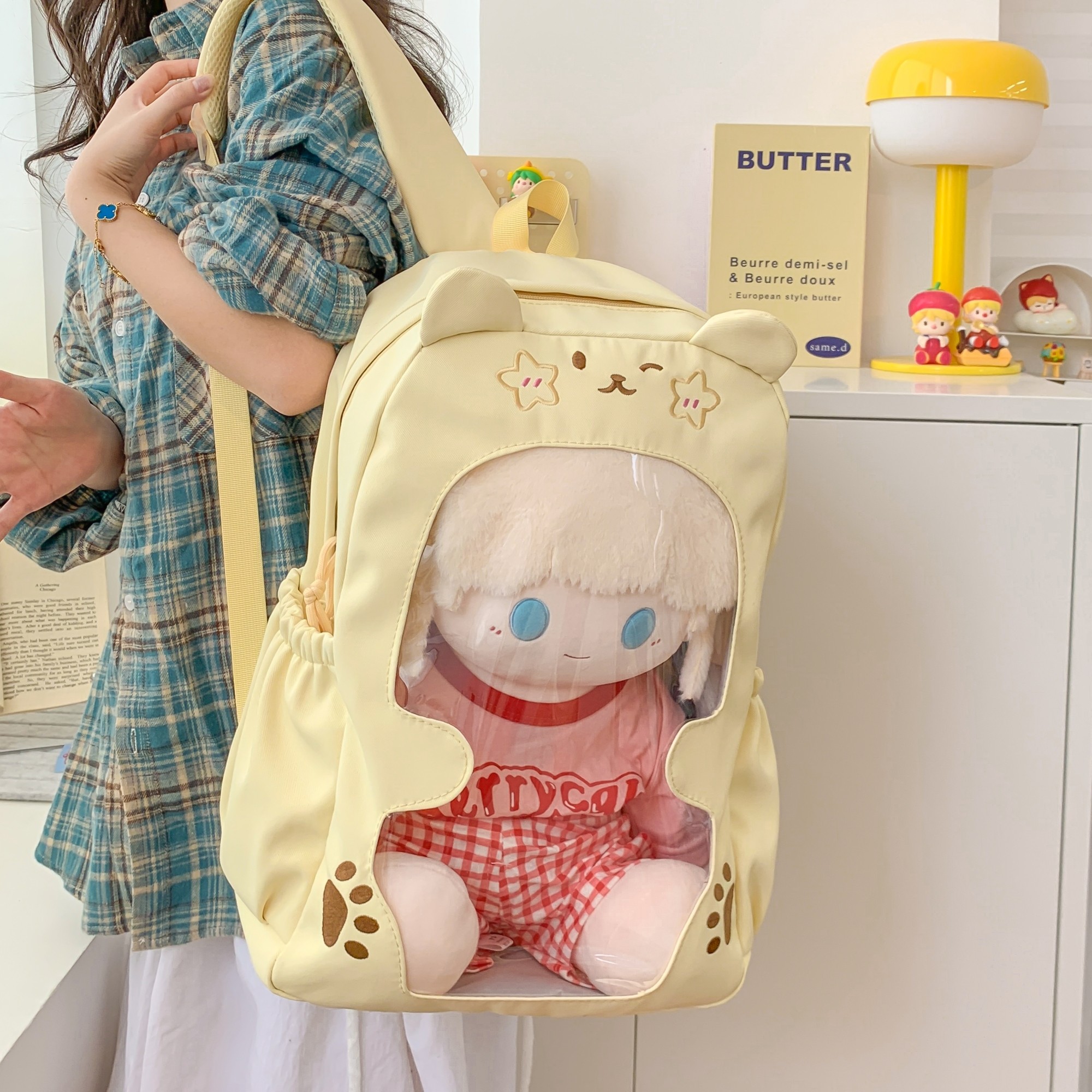 40cm娃包透明痛包大容量卡通少女玩偶棉花娃娃双肩背包晒娃包书包,淘宝优惠券,粉丝福利购,淘宝优惠卷