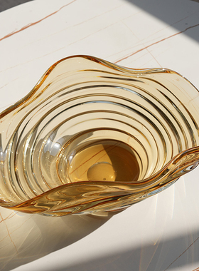 轻奢艺术玻璃琥珀色加厚果盘客厅