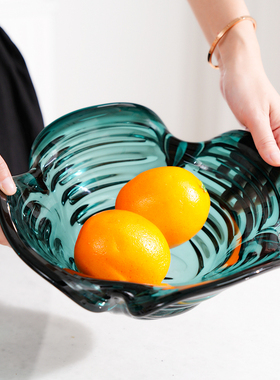 加厚琉璃四叶草果盘干果收纳摆件