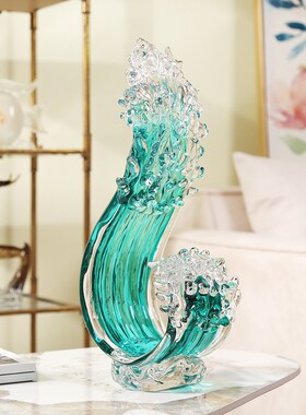 现代轻奢招财艺术玻璃风生水起