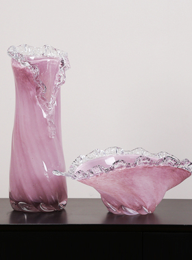 蓝色粉色浪花花瓶水果盘收纳盘