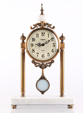 美式风座钟摇摆复古客厅桌面静音
