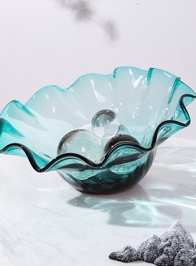 艺术玻璃手工大果盘摆件水果盘