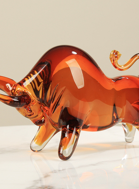 吉祥轻奢风牛气冲天琉璃装饰品