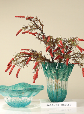 琉璃艺术玻璃混彩绿色水培花瓶