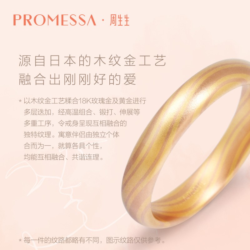 周生生PROMESSA相融系列18K黄红分色黄金戒指91421R - 图1