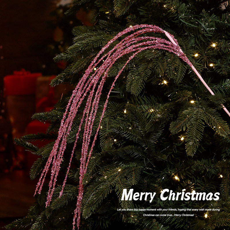 迷饰 90CM闪粉亮片流苏麦穗圣诞插枝插花圣诞树花环藤条装饰布置,淘宝优惠券,粉丝福利购,淘宝优惠卷