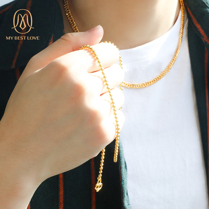 圆珠金包银个性金珠不褪色黄金项链 mybestlove项链