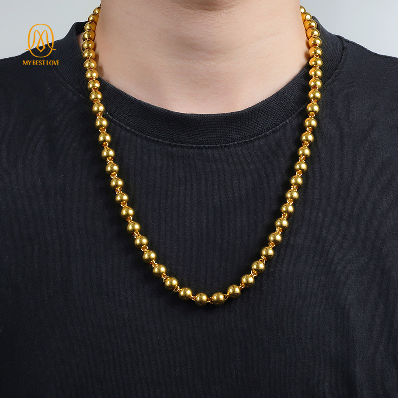 男士圆珠纯金光珠霸气粗大金链项链 mybestlove项链