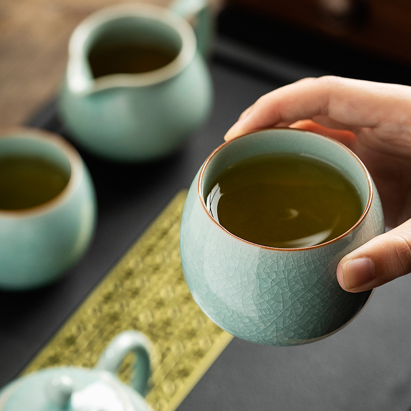 汝窑陶瓷茶杯主人杯冰花个人专用高端茶盏家用品茗杯功夫茶杯茶碗 - 图1