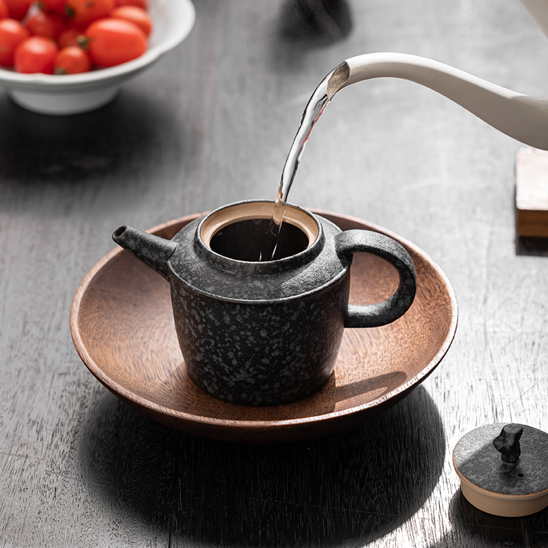青石釉日式复古陶瓷茶壶单壶家用一人用小号功夫茶具带过滤泡茶器-图3