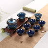 Lian Zong Jingdezhen Tianmu Glazed Jianzhan Kiln Transformed Jumping Knife Kung Fu Tea Set Ceramic Gift Customization