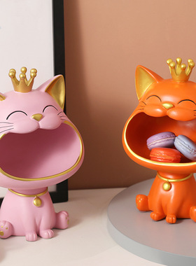 树脂招财猫入户玄关钥匙收纳摆件客厅鞋柜装饰轻奢高档工艺品摆设